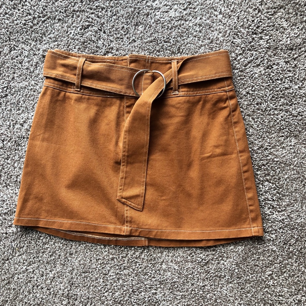 Denim Mustard Mini Skirt